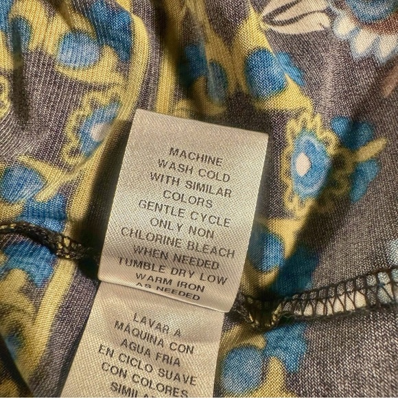 Maggy London Blue Kaleidoscope Paisley Print Bell Sleeve Shift Dress Size 8 - Picture 11 of 14